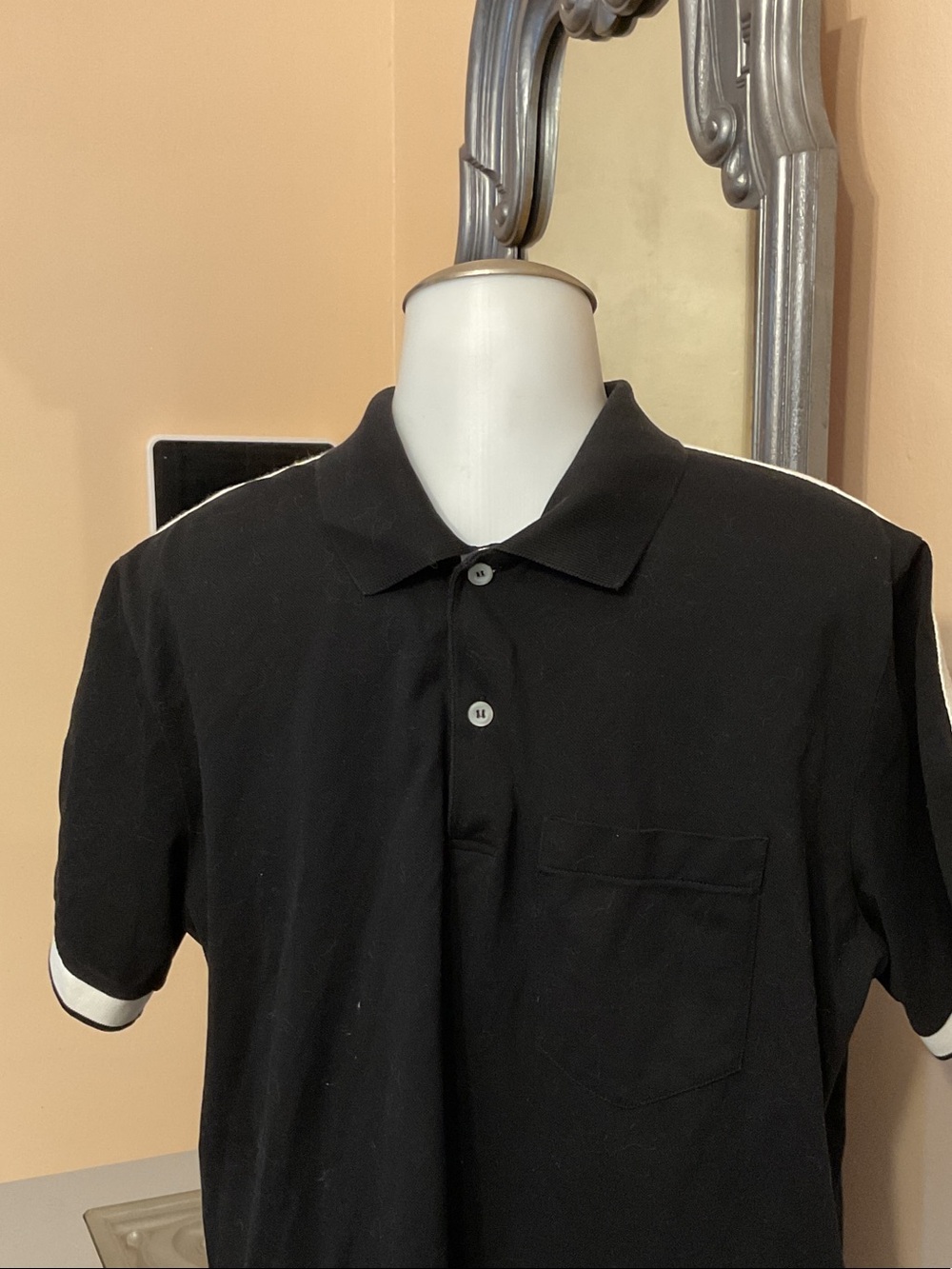 Prada Large Men’s Black Polo with White Contrast Trim - Picture 3 of 9